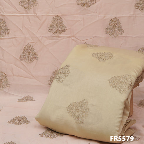 Embroidered Sequins Chanderi Silk Fabric-FR5579